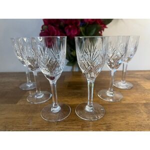 Cristallerie Lorraine French Crystal Cordial Glasses 6 Cut Stemware Vintage Bar